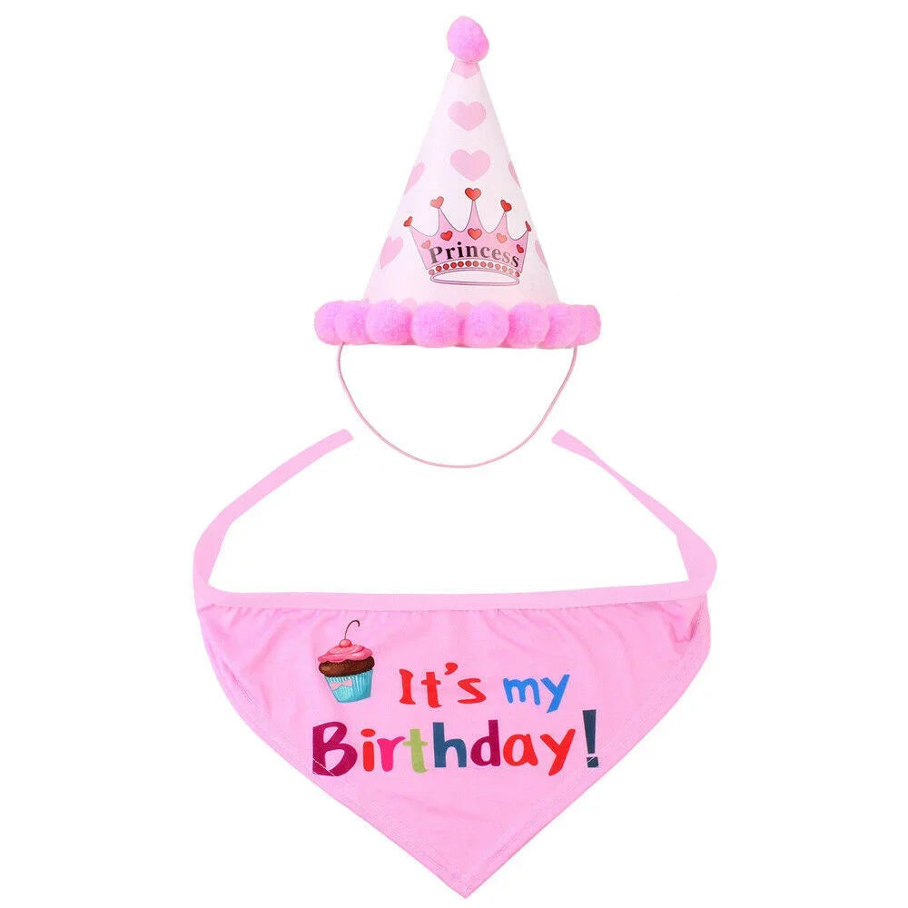 Birthday Hat & Bib Set for Dogs & Cats (2-Piece)