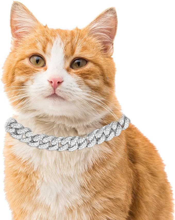 Cuban chain zinc alloy pet jewelry large gold necklace collar small cat decorative chain small cat dog chain