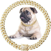 Cuban chain zinc alloy pet jewelry large gold necklace collar small cat decorative chain small cat dog chain