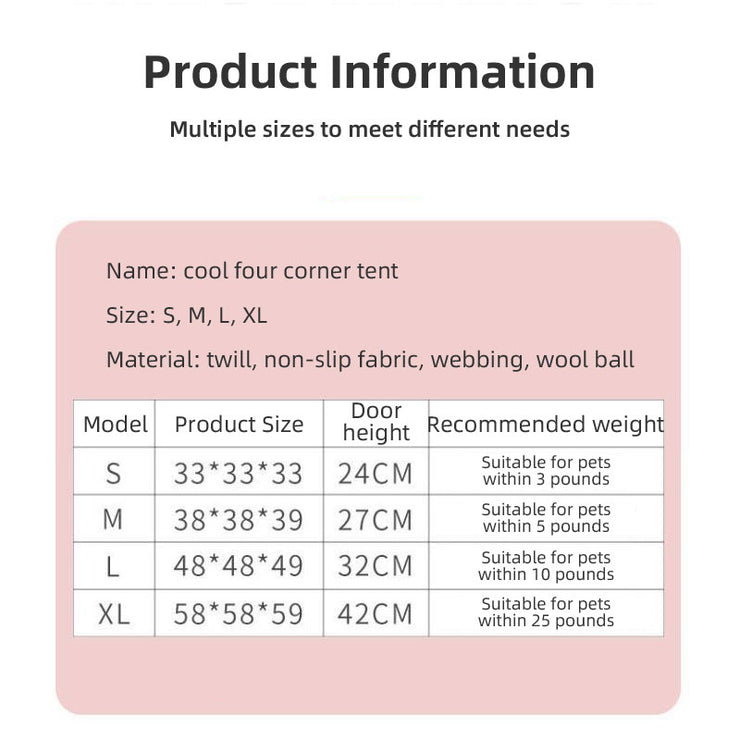 Summer Four Corner Tent Cat House Foldable Cat House Semi Closed Dog House Removable Pet Supplies