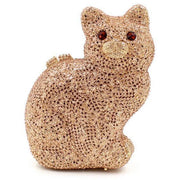 Cat Shape Women Crystal Clutches Bags Evening Purse White Rhinestone Gold Metal Clutch Party Mini Minaudiere Prom Chain Handbags